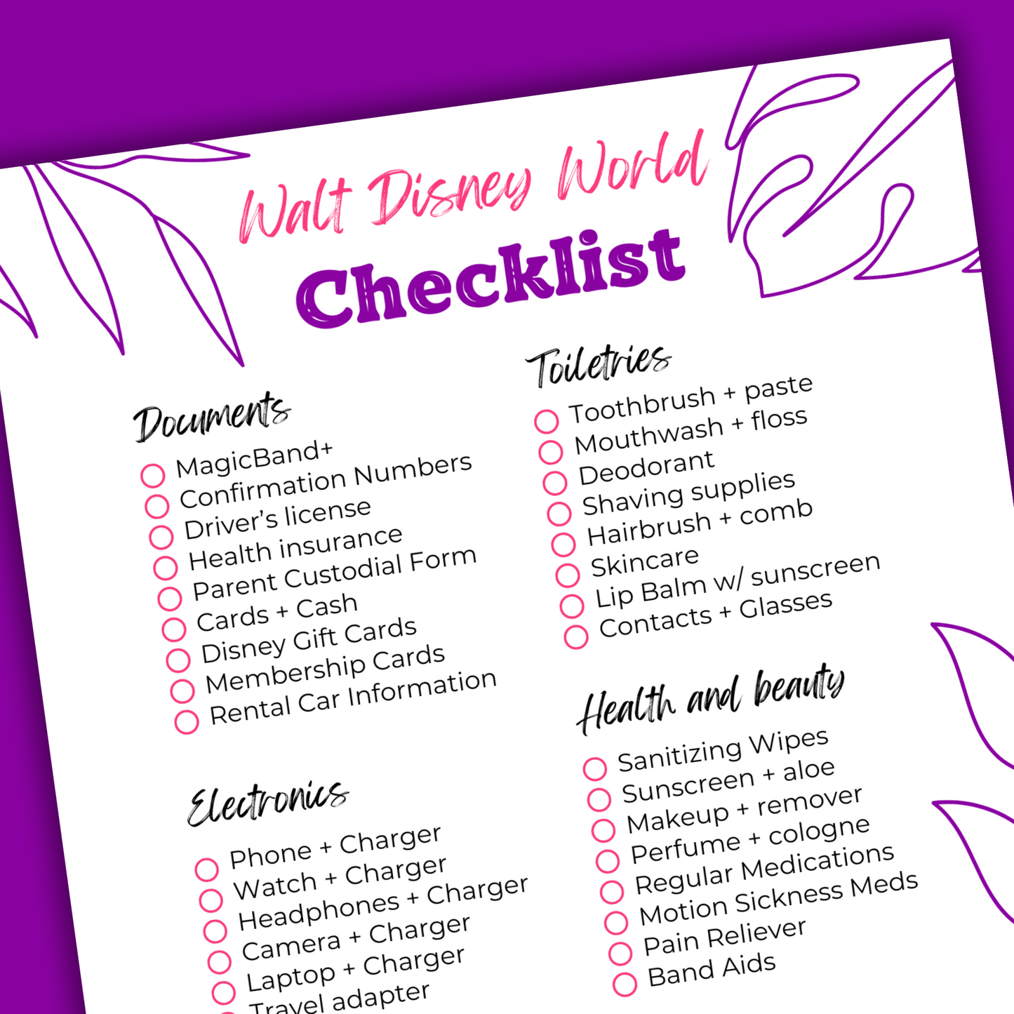 Walt Disney World Packing List